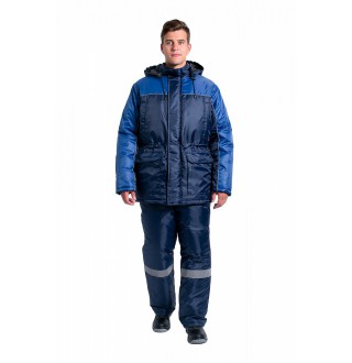Куртка зимняя мужская для инженера NEW (тк.Оксфорд), т.синий/васильковый