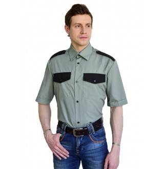 Рубашка охранника с коротким рукавом мужская, зеленый