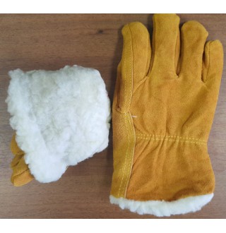Перчатки зимние спилковые «Драйвер» белый мех